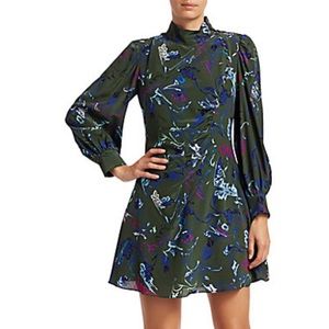 NEW Tanya Taylor Clarisse Rusched Mock-neck Dress